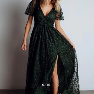 Baltic born dark green Marseille Embossed Maxi Dress